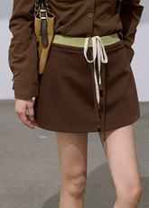 Contrast Spliced Cotton Skirt